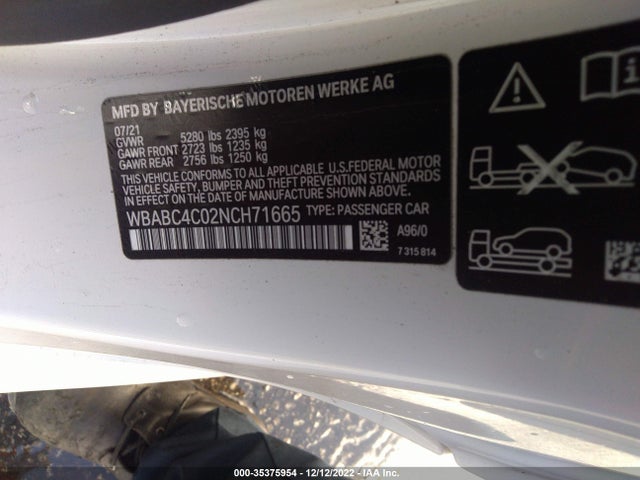 2022 BMW 8 Series, VIN: WBABC4C02NCH71665