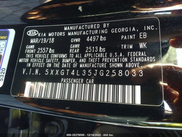 5XXGT4L35JG258033 KIA Optima S
