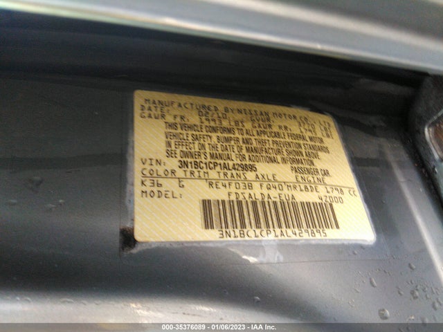 2010 NISSAN VERSA 1.8 S VIN: 3N1BC1CP1AL429895