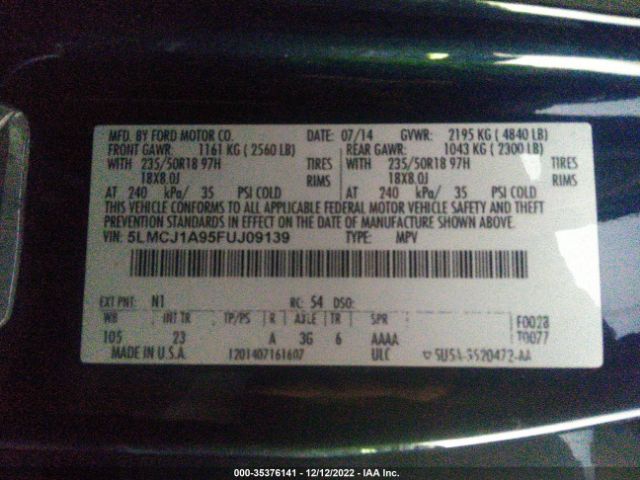 5LMCJ1A95FUJ09139 Lincoln MKC
