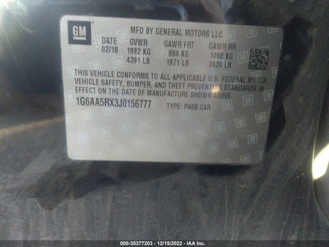 1G6AA5RX3J0156777 Cadillac Ats Sedan Rwd