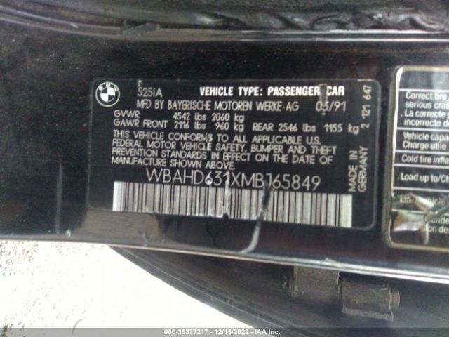 WBAHD631XMBJ65849 BMW 525 I Automatic