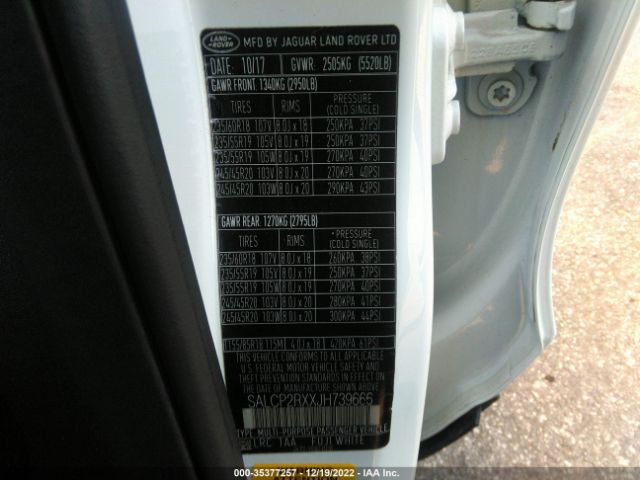 SALCP2RXXJH739666 Land Rover DISCOVERY SPORT