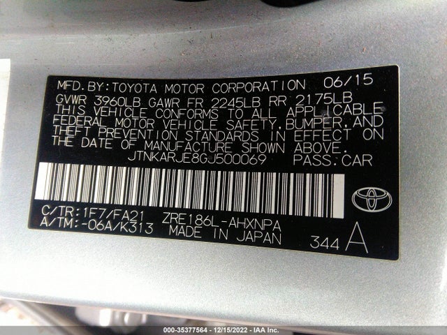 2016 Scion IM, VIN: JTNKARJE8GJ500069