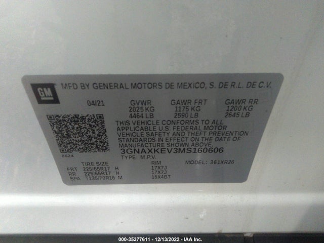 Chevrolet EQUINOX LT 2021 3GNAXKEV3MS160606 Image 9