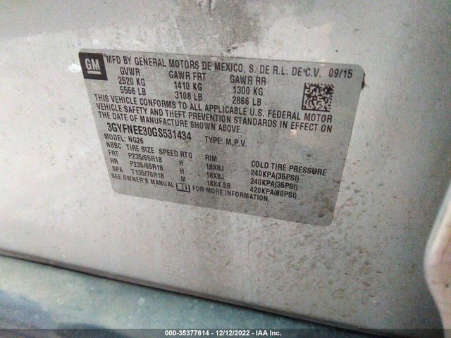 3GYFNEE30GS531434 Cadillac Srx Luxury Collection
