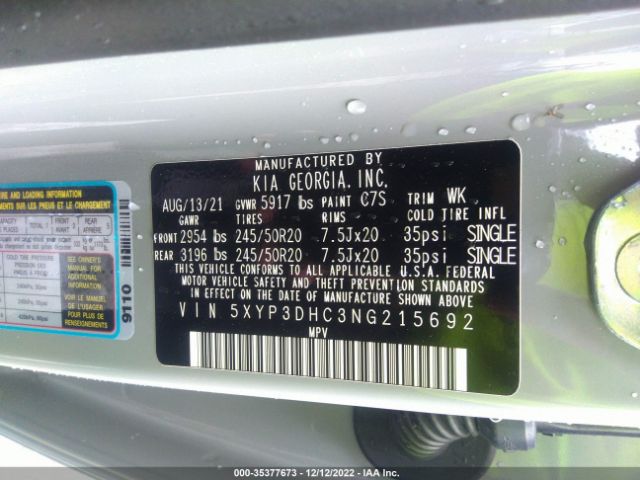 5XYP3DHC3NG215692 KIA Telluride Ex