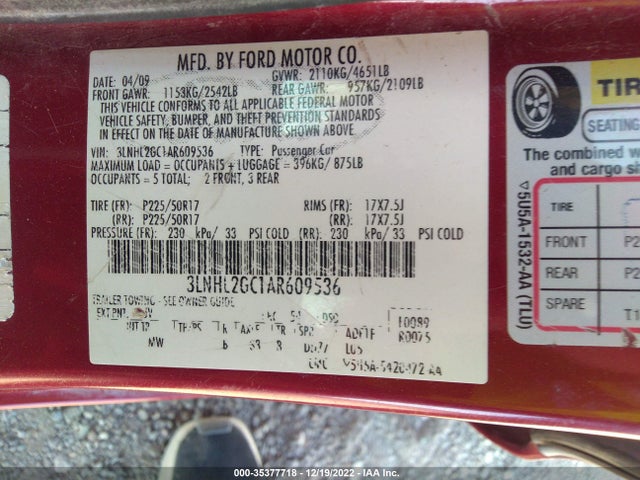 Lincoln MKZ 2010 3LNHL2GC1AR609536 Image 9