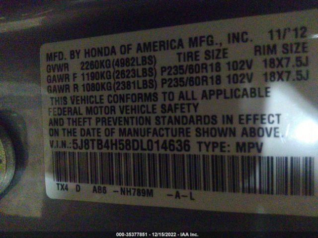 5J8TB4H58DL014636 Acura Rdx Tech Pkg