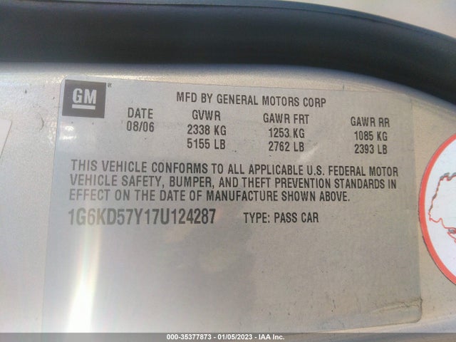 Cadillac Dts V8 2007 1G6KD57Y17U124287 Image 9