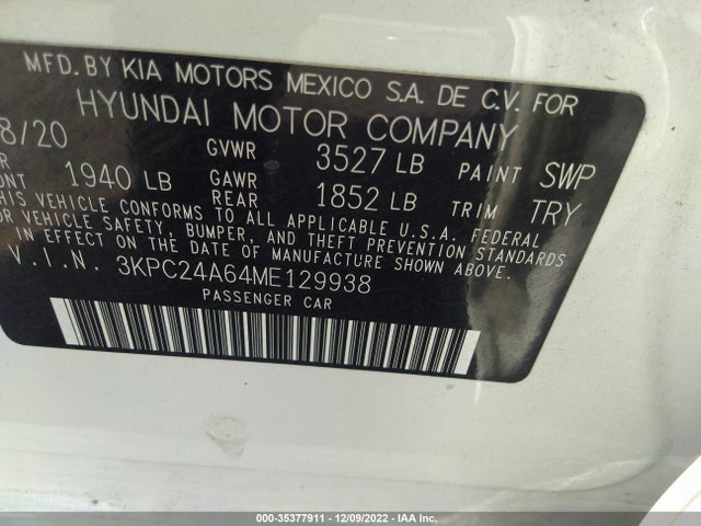2021 Hyundai Accent, VIN: 3KPC24A64ME129938
