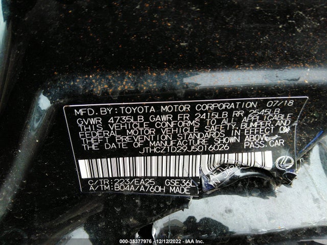 JTHCZ1D29J5016026 Lexus Is Is 350