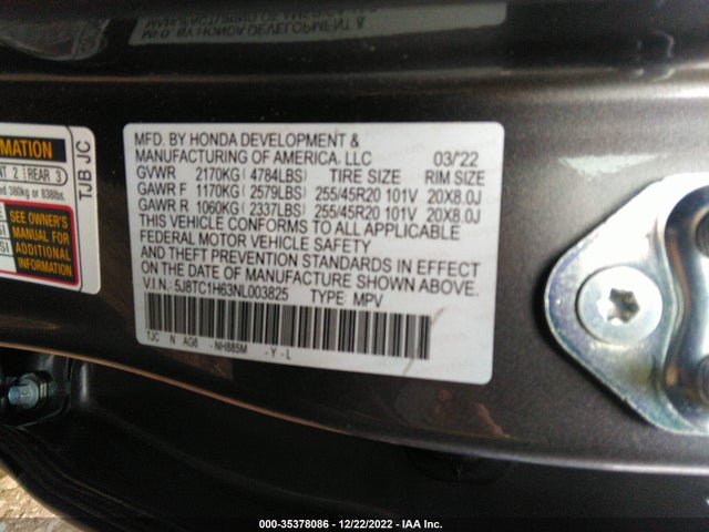 2022 Acura RDX, VIN: 5J8TC1H63NL003825