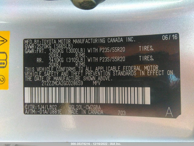 2T2ZZMCA2GC028659 Lexus RX 350