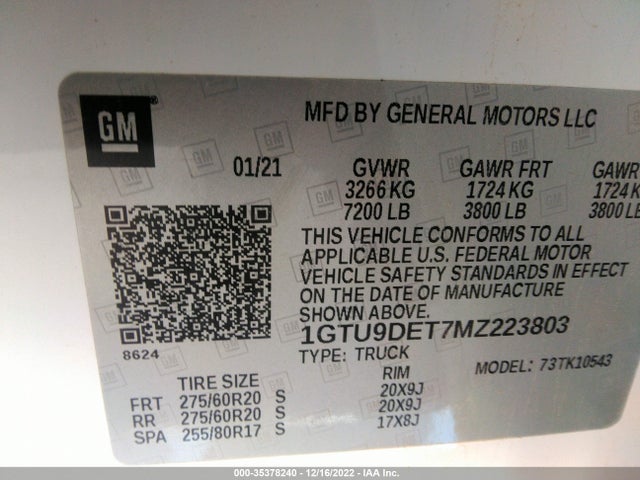 GMC Sierra 1500 Slt 2021 1GTU9DET7MZ223803 Image 9