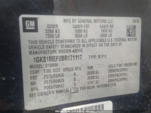 1GKS1MEF0BR171117 GMC YUKON XL DENALI