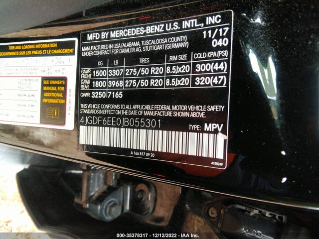 2018 Mercedes-Benz GLS-Class, VIN: 4JGDF6EE0JB055301