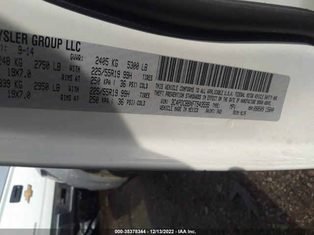 2015 DODGE JOURNEY SXT VIN: 3C4PDCBBXFT543595