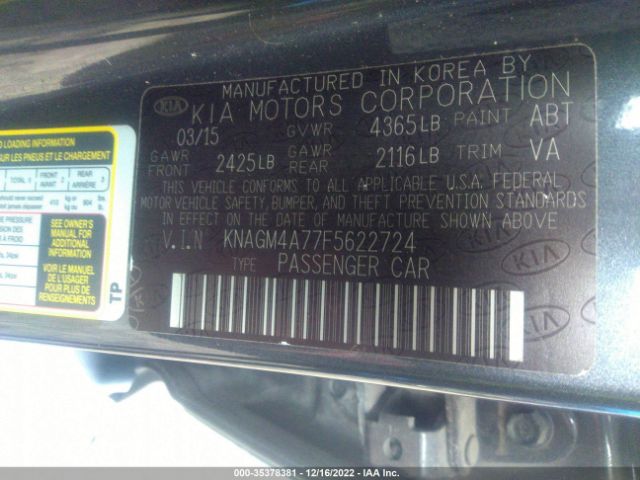 KNAGM4A77F5622724 KIA Optima Lx