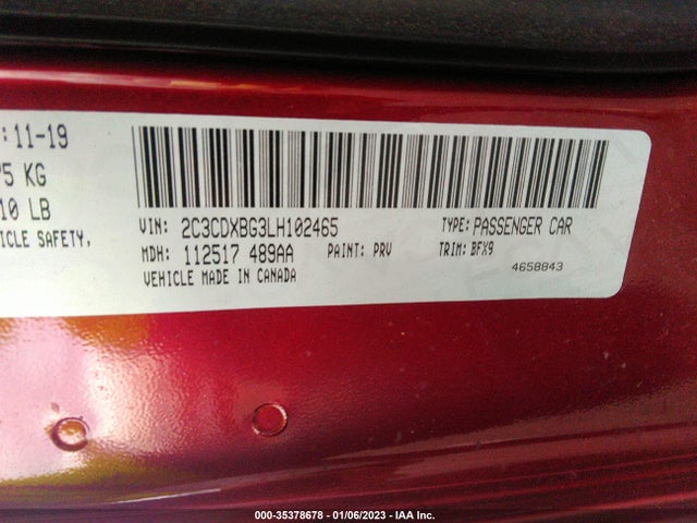 Dodge Charger Sxt 2020 2C3CDXBG3LH102465 Image 9