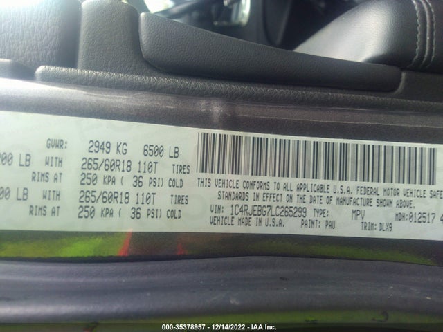 2020 Jeep Grand Cherokee, VIN: 1C4RJEBG7LC265299