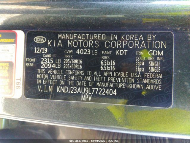 KNDJ23AU9L7722404 KIA SOUL LX