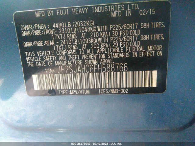 JF2SJAHC6FH588766 Subaru Forester 2.5i Limited