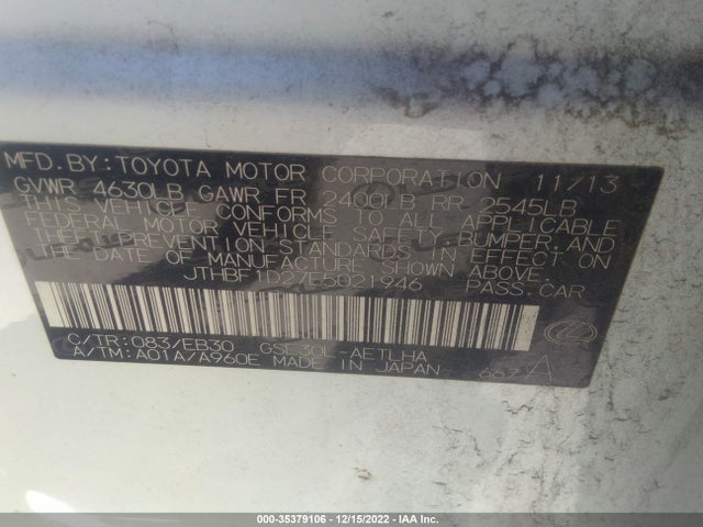 Lexus IS 250 2014 JTHBF1D27E5021946 Image 9