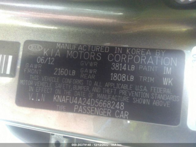 KNAFU4A24D5668248 KIA FORTE EX