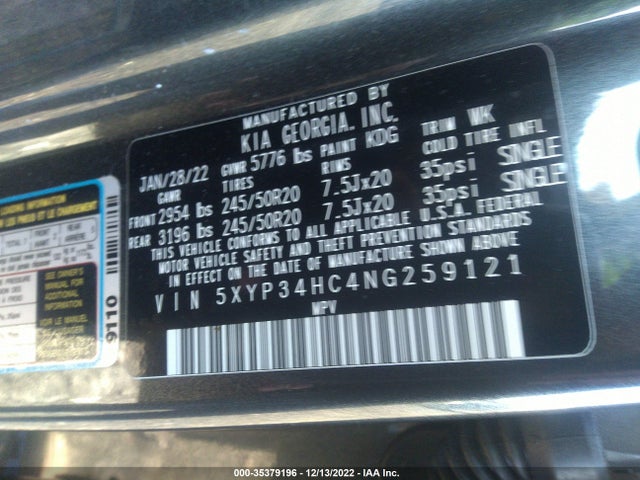 2022 Kia Telluride, VIN: 5XYP34HC4NG259121