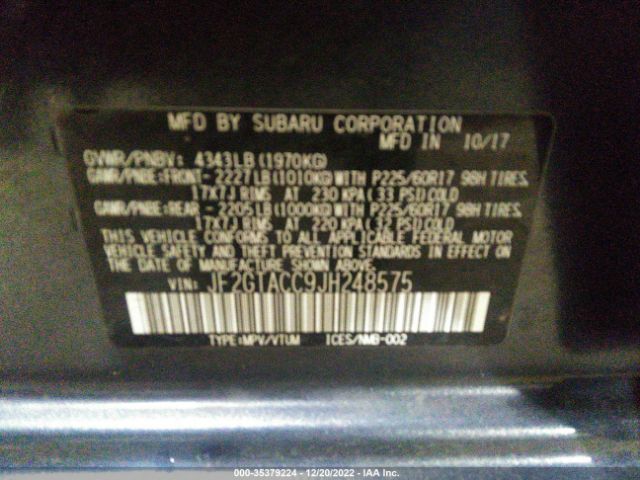 JF2GTACC9JH248575 Subaru Crosstrek Premium