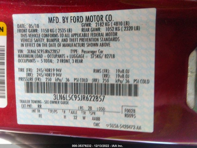 3LN6L5C95JR622857 Lincoln MKZ SELECT