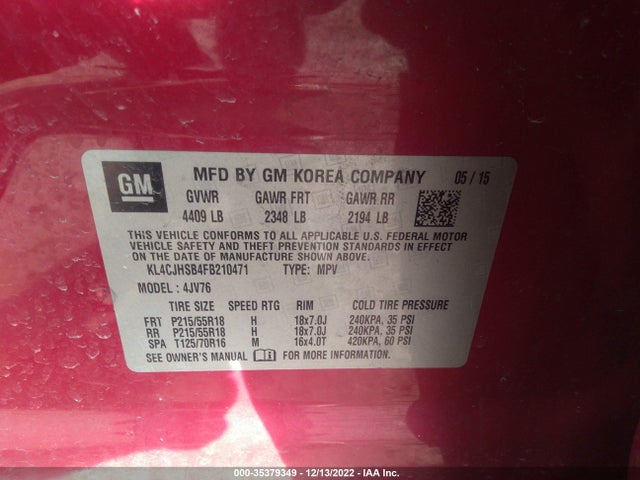 2015 Buick Encore, VIN: KL4CJHSB4FB210471