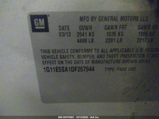 Chevrolet MALIBU LT 2013 1G11E5SA1DF267944 Image 10