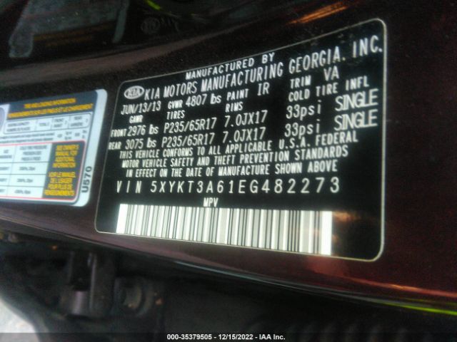 5XYKT3A61EG482273 KIA SORENTO LX