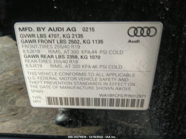 WA1BFCFS7FR012971 Audi Q3 2.0t Premium Plus