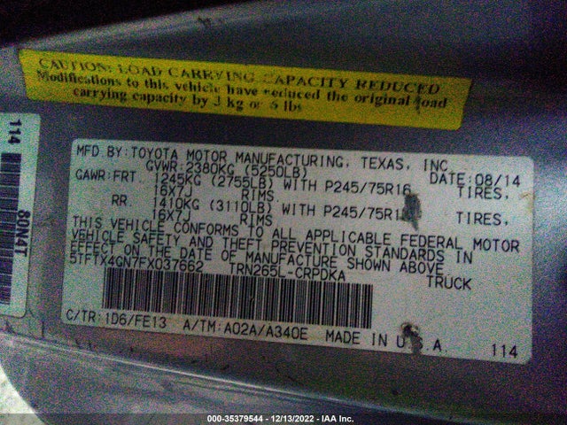 Toyota Tacoma Prerunner 2015 5TFTX4GN7FX037662 Image 10