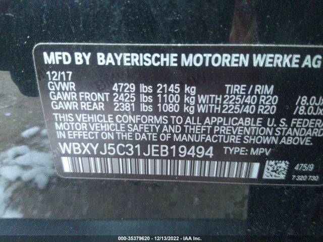 2018 BMW X2, VIN: WBXYJ5C31JEB19494