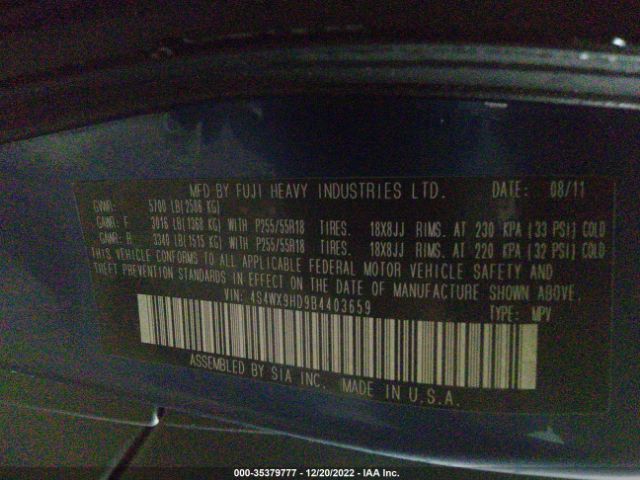 4S4WX9HD9B4403659 Subaru Tribeca 3.6r Limited