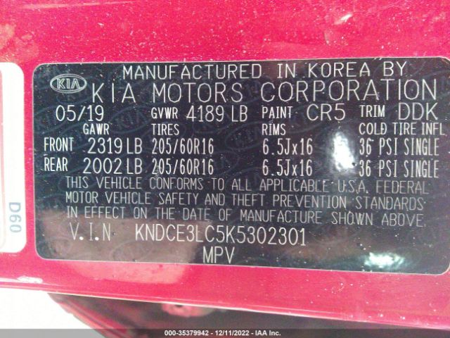 KNDCE3LC5K5302301 KIA NIRO EX