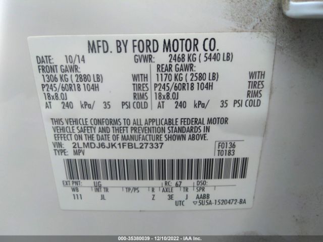 2LMDJ6JK1FBL27337 Lincoln MKX