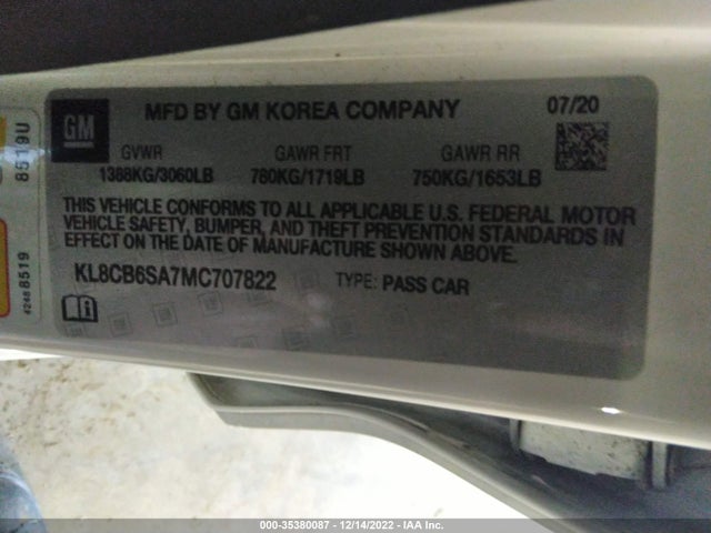 2021 Chevrolet Spark, VIN: KL8CB6SA7MC707822