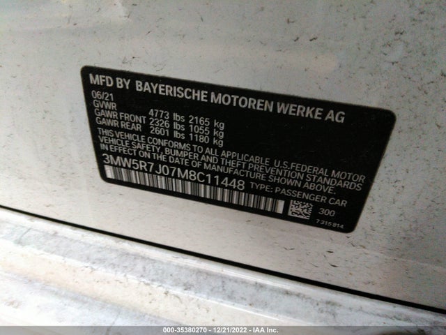 BMW 3 Series 330i Xdrive 2021 аукцион фото
