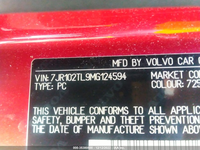 2021 Volvo S60, VIN: 7JR102TL9MG124594