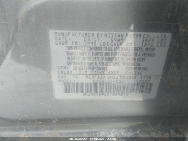 3N1AB7AP6HY284841 Nissan SENTRA S