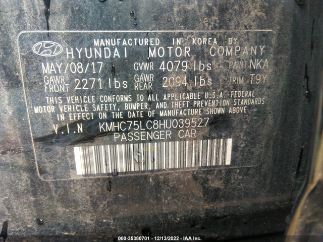 2017 Hyundai Ioniq, VIN: KMHC75LC8HU039527