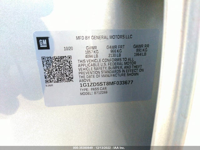 Chevrolet MALIBU LT 2021 1G1ZD5ST8MF033677 Image 10