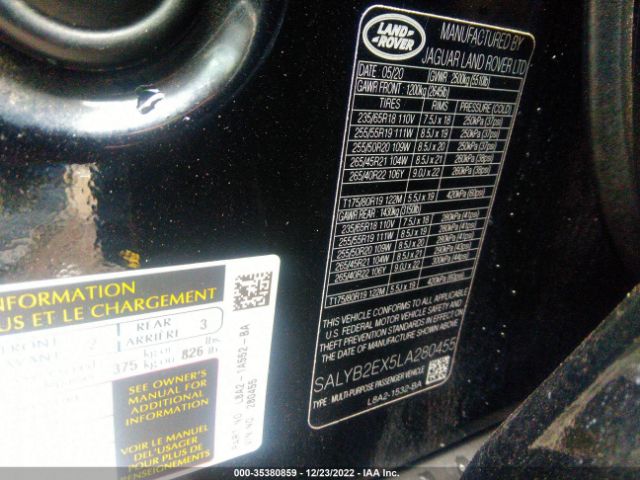 SALYB2EX5LA280455 Land Rover Range Rover Velar S