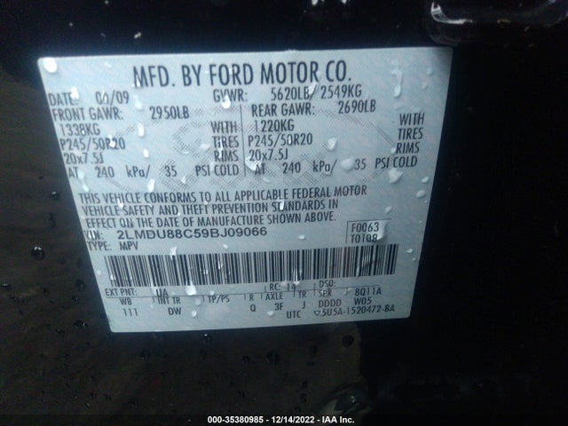 Lincoln MKX 2009 2LMDU88C59BJ09066 Image 10