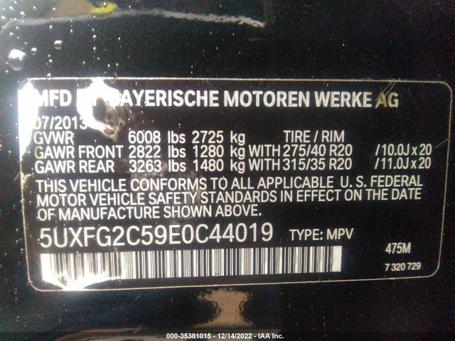 2014 BMW X6, VIN: 5UXFG2C59E0C44019